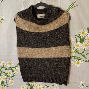 Humanoid dark academia brown horizontal chunky striped alpaca sweater vest